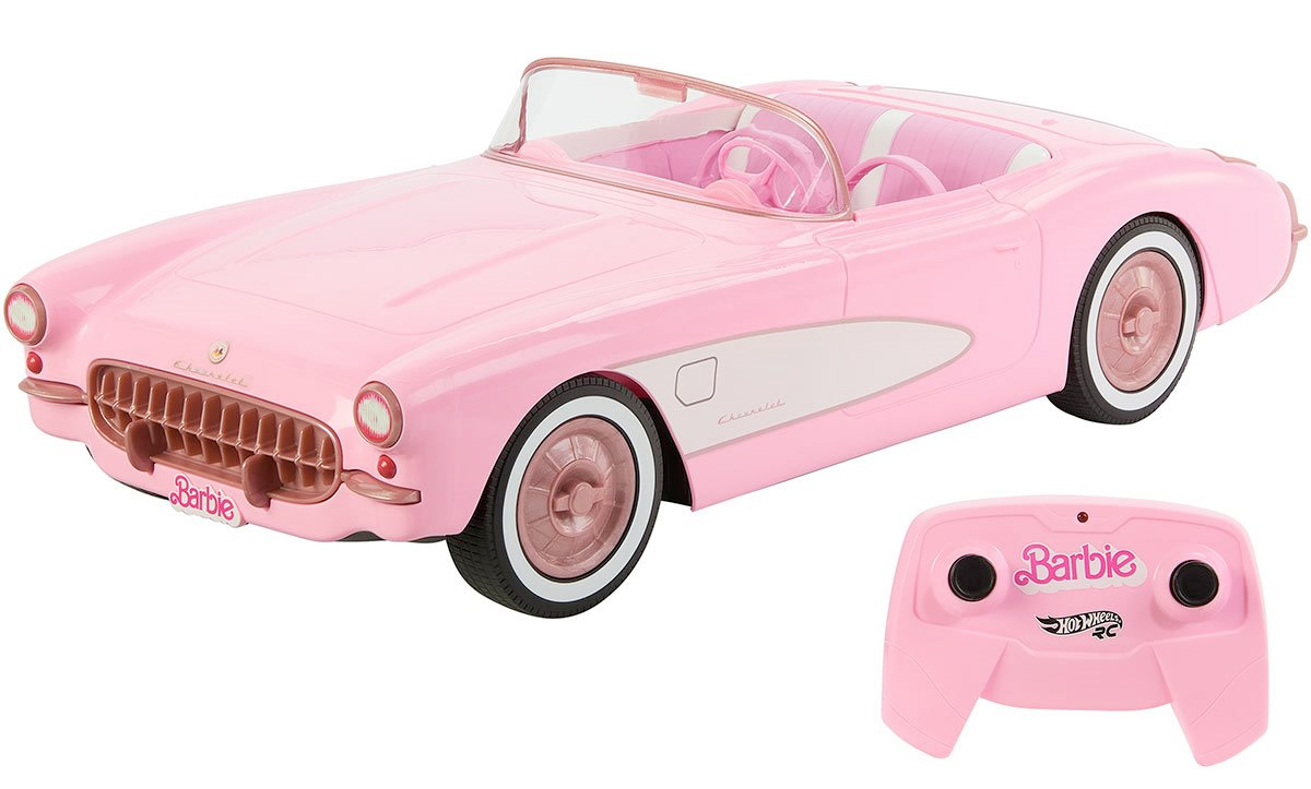 Carro Hot Wheels RC Corvette Rosa com Controle Remoto do Filme Barbie: The Movie