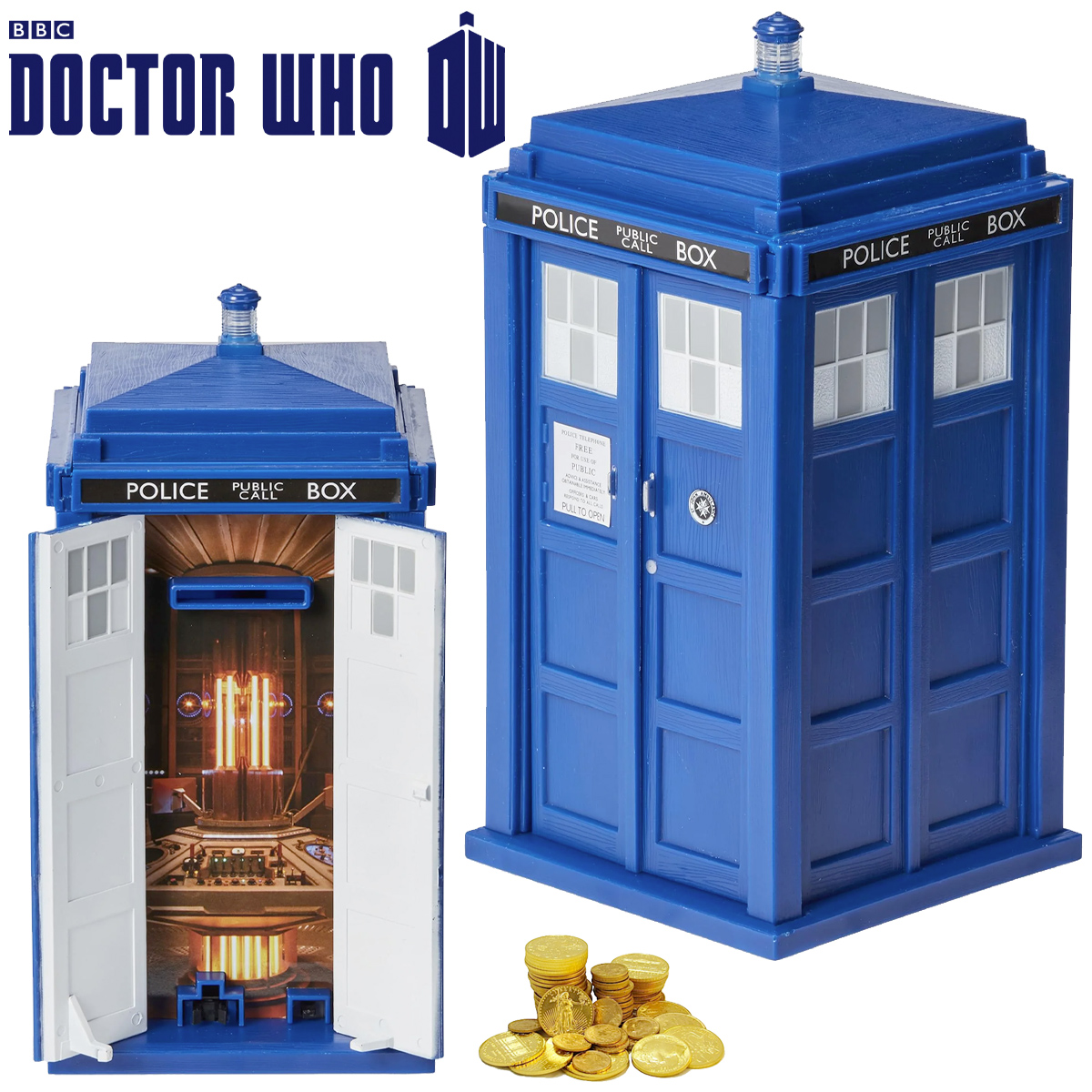 Cofre Doctor Who TARDIS com Luzes, Efeitos Sonoros e Frases do 12º Doctor
