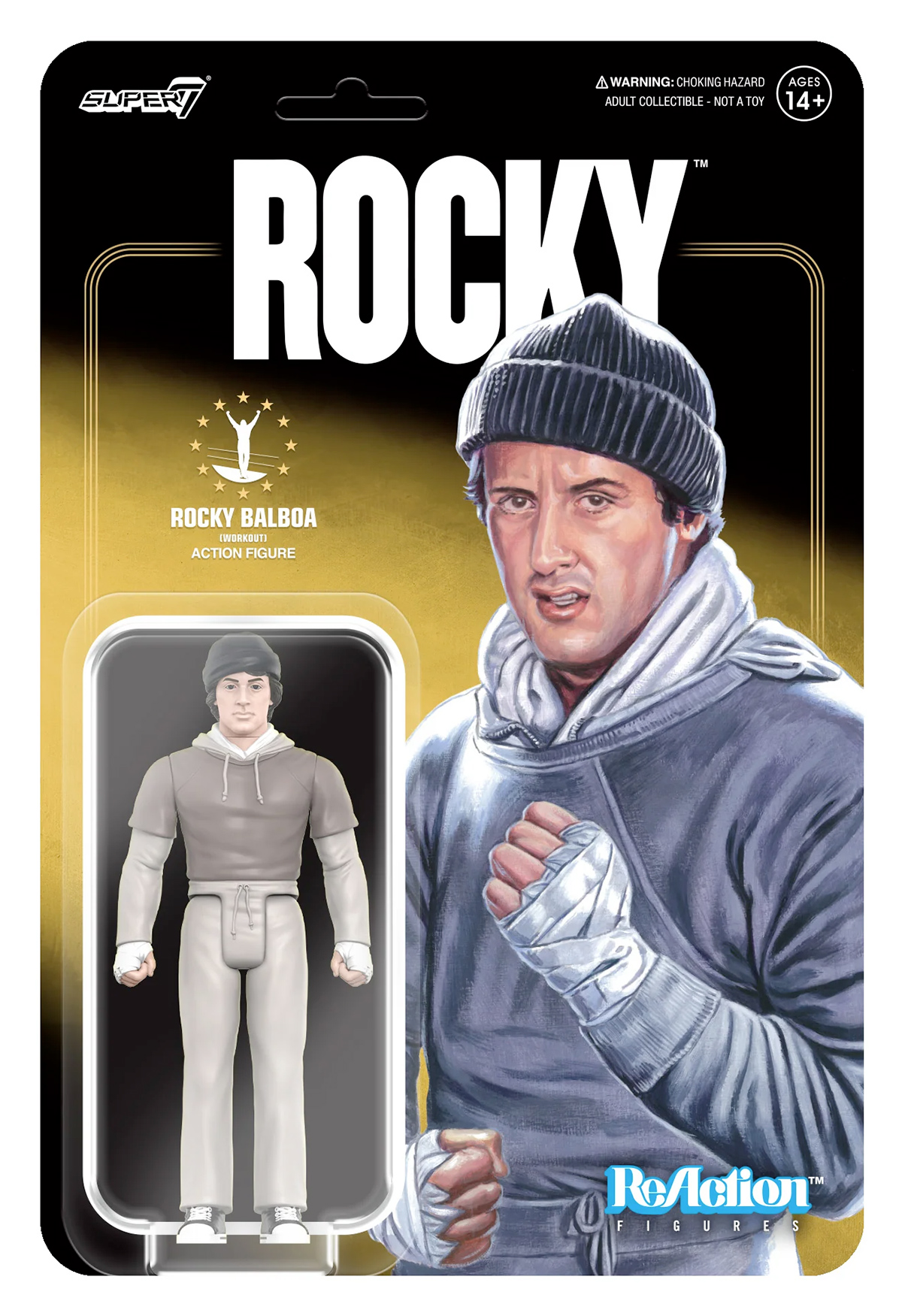 Action Figures ReAction Rocky, o Lutador 1976 de Sylvester Stallone