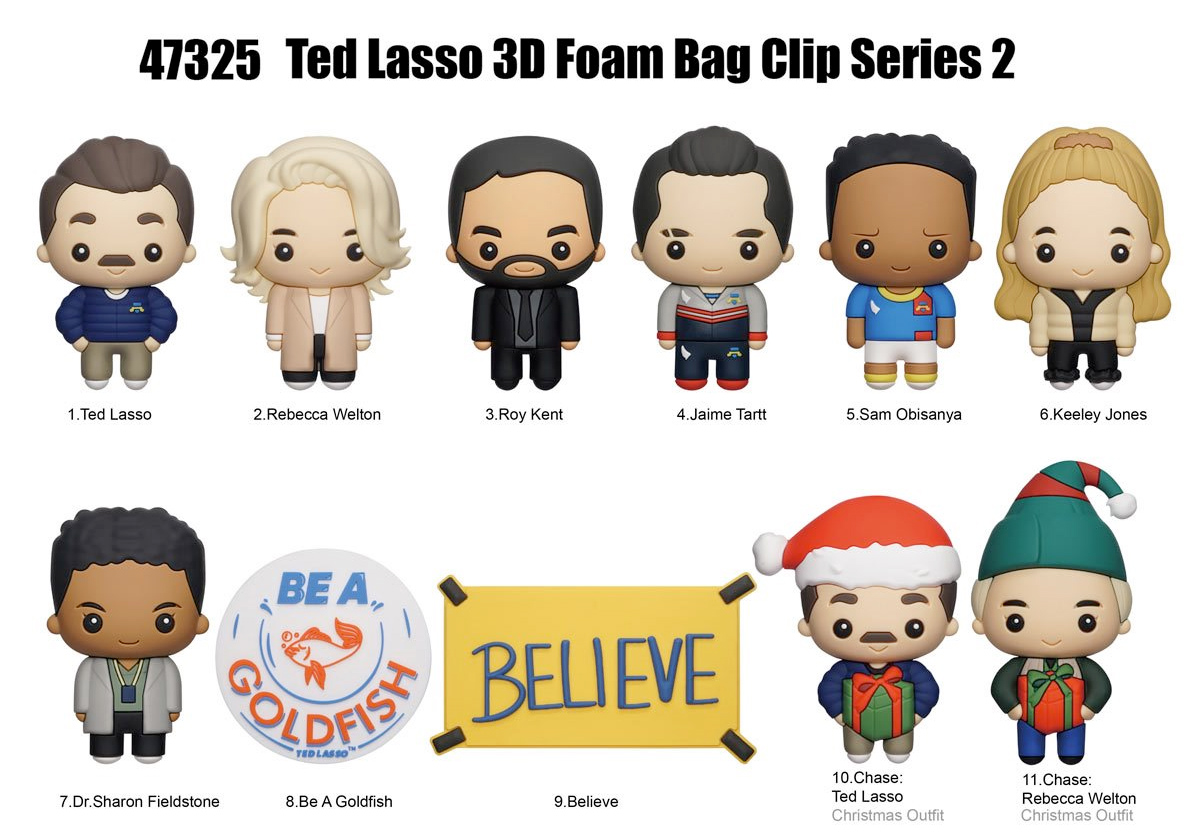 Chaveiros Ted Lasso 3D Figural Bag Clip Série 2 (Blind-Bag)