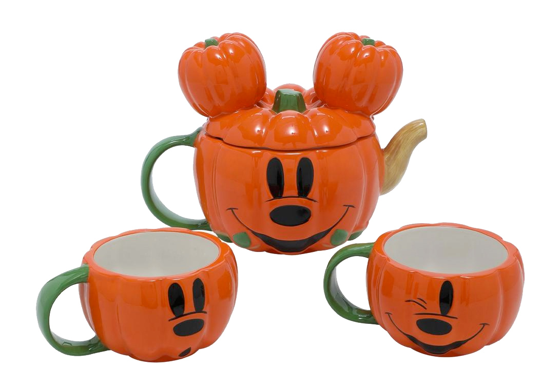 Mickey Mouse Pumpkin Tea Set with Teapot and Cups Halloween Pumpkins