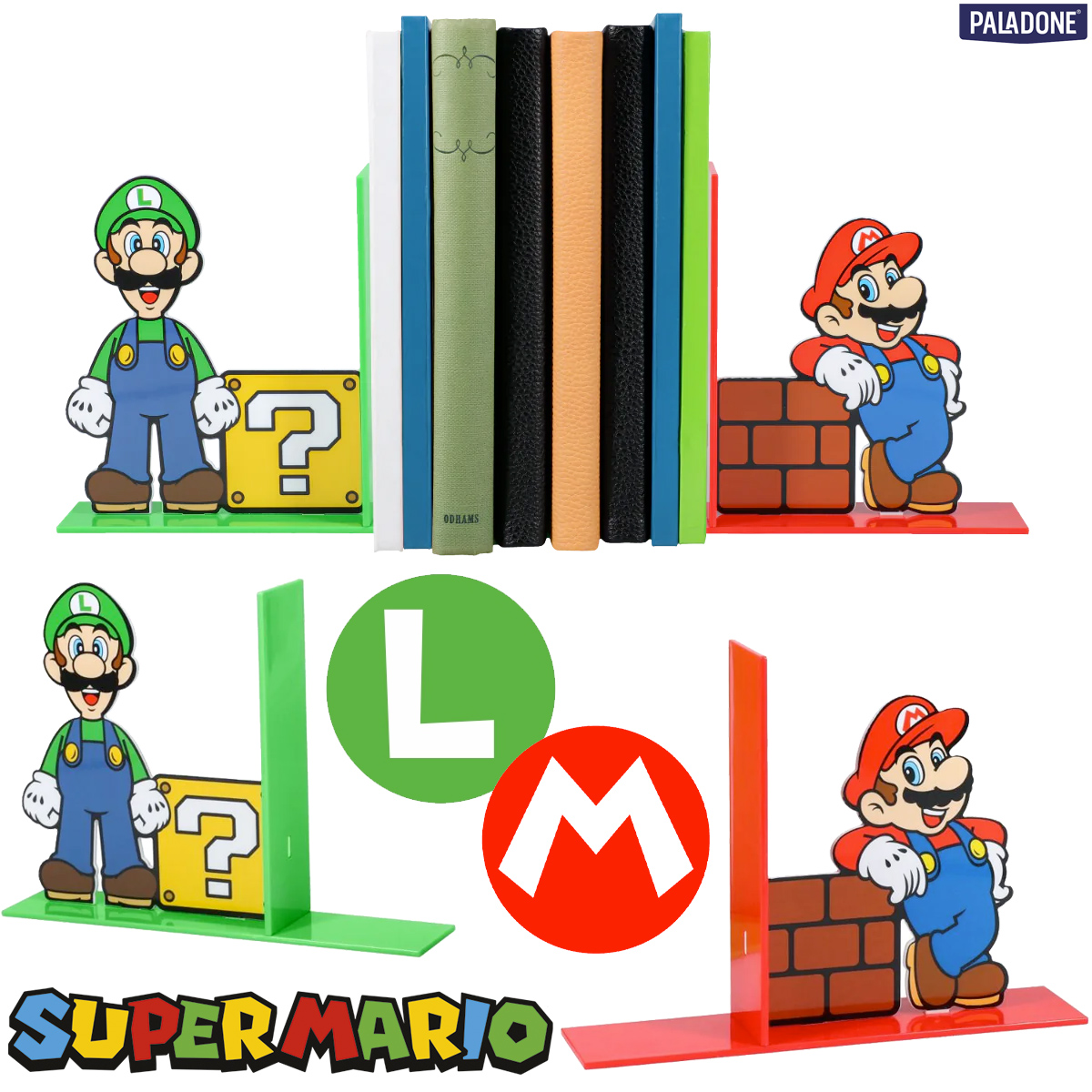 Apoios de Livros Super Mario e Luigi Bookends