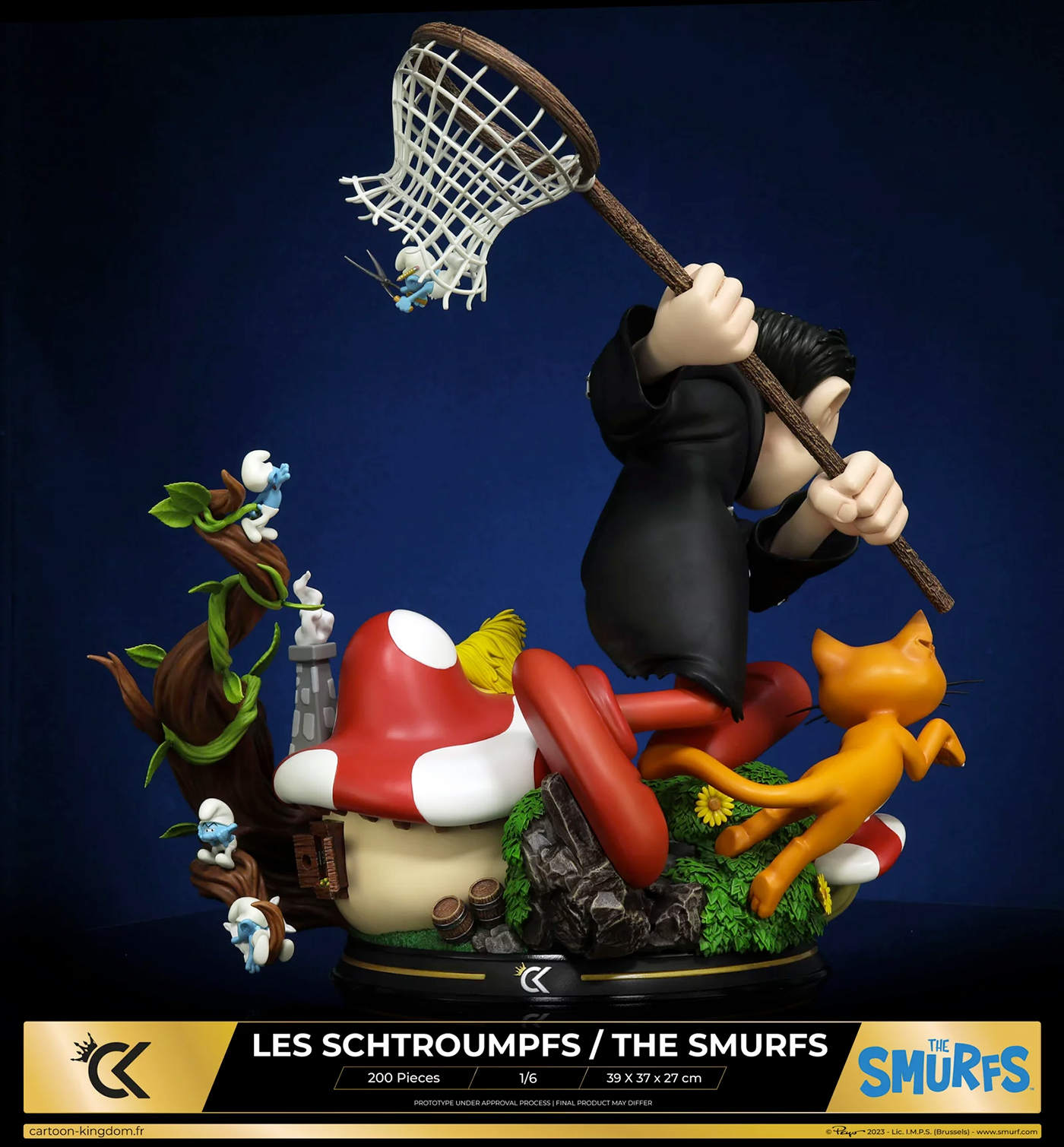 Statue The Smurfs Bande Dessinée with Gargamel and the cat Azrael Hunting