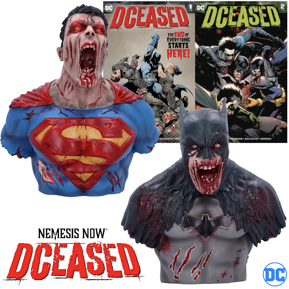 Bustos Superman e Batman Zumbis dos Quadrinhos DCeased