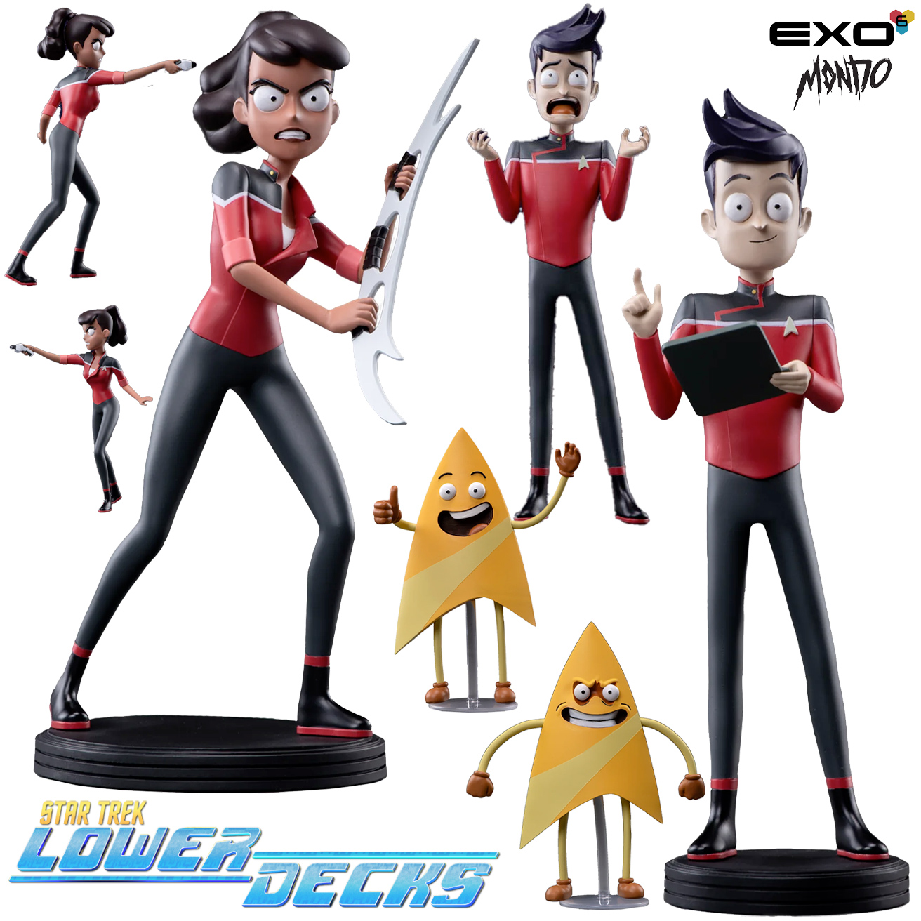 Estátuas Star Trek: Lower Decks com Mariner, Boimler e Badgey