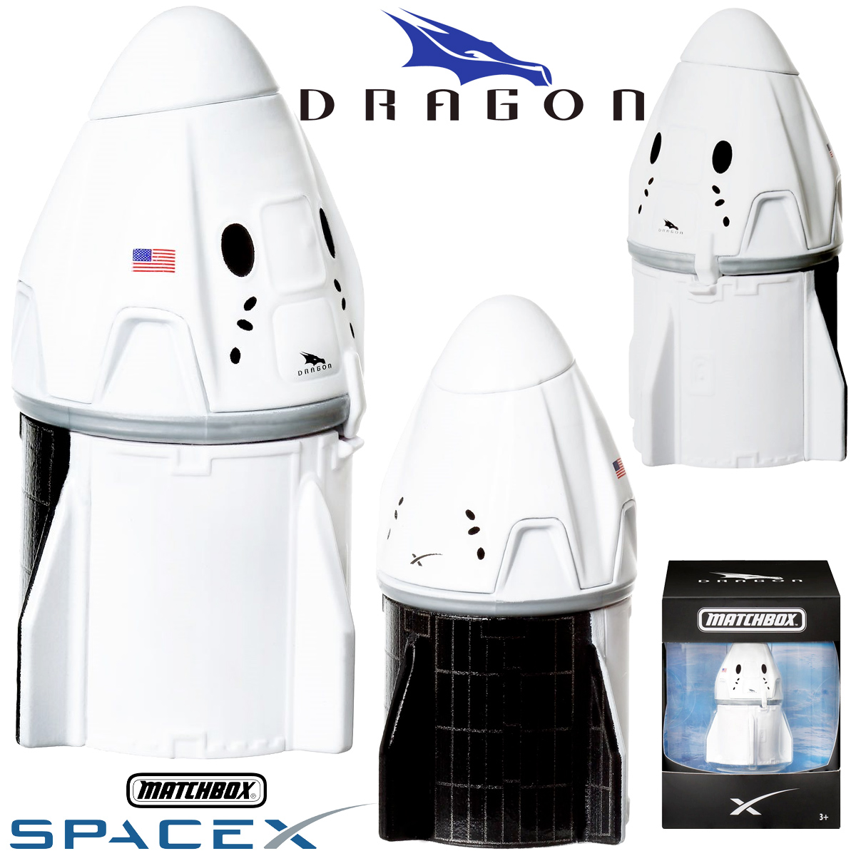 Miniatura da Espaçonave SpaceX Dragon de Metal Die-Cast (Matchbox)