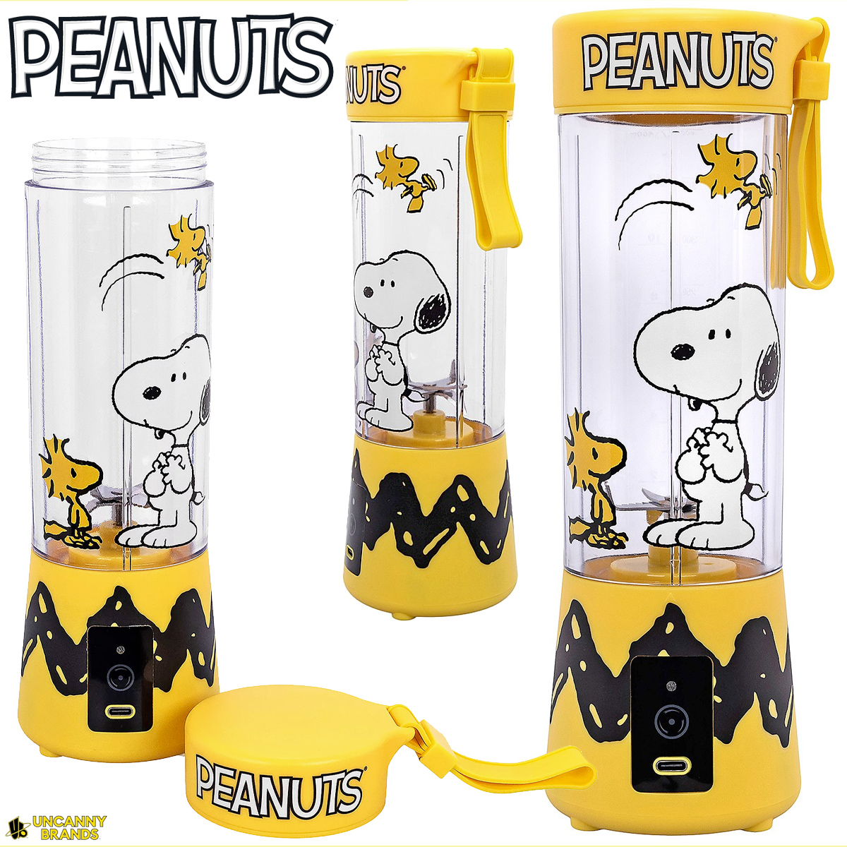 Mini Liquidificador Portátil Peanuts Snoopy & Woodstock com Bateria Recarregável via USB
