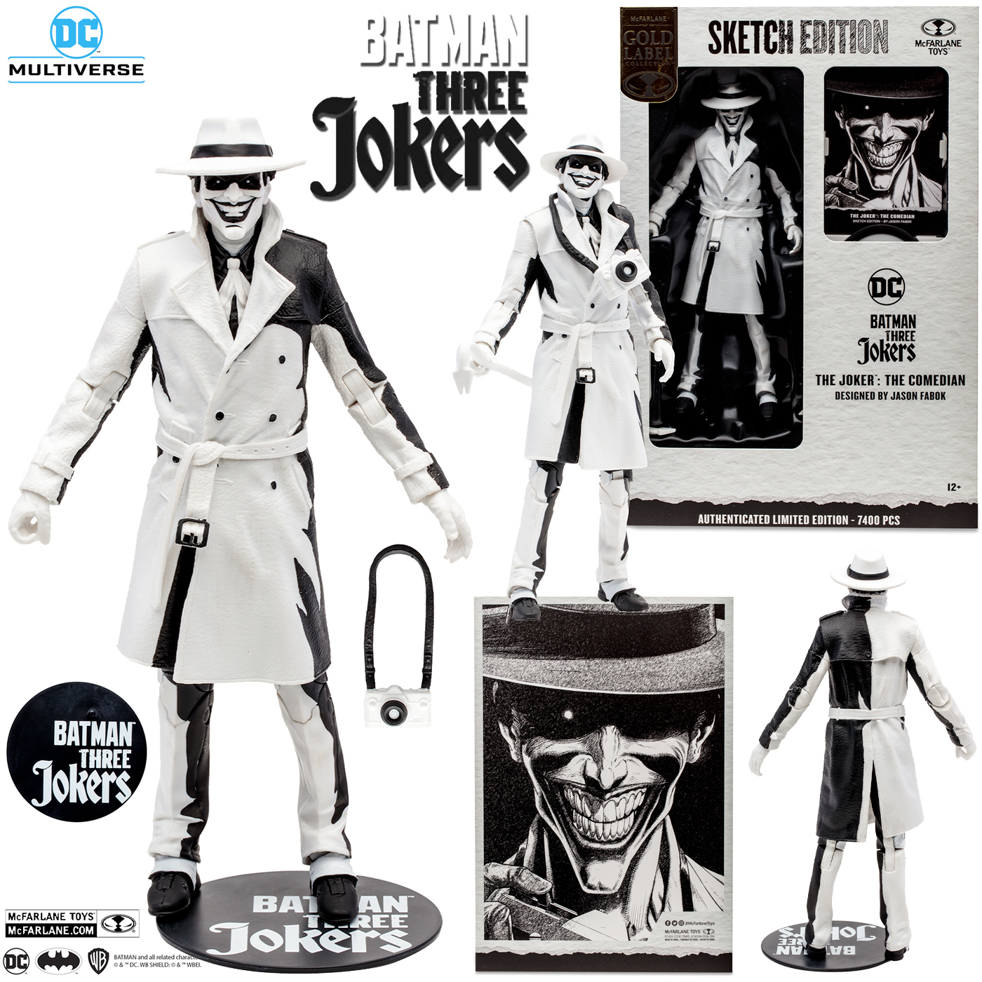 Action Figure The Joker Comedian Sketch Edition - Versão Esboço de Jason Fabok (Batman: Three Jokers)