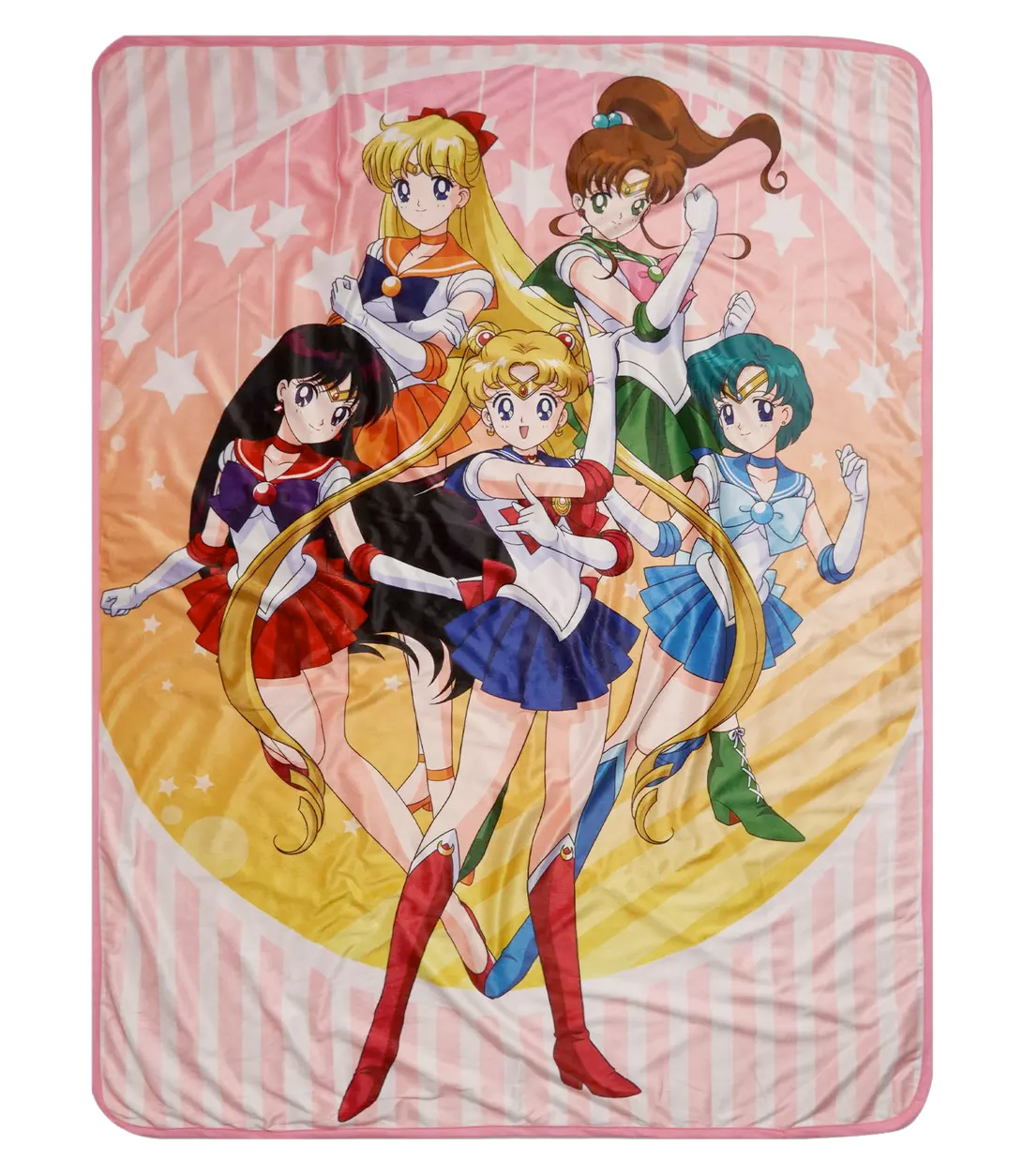 Cobertores de Lance Sailor Moon com as Sailor Guardians e a dupla Luna e Artemis 