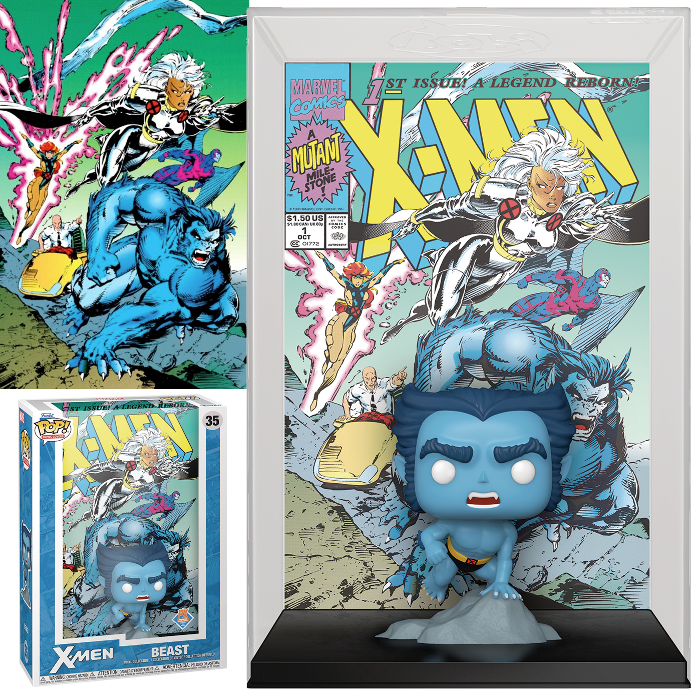 Pop! Comic Cover: Besta (Beast) com a Capa da Revista X-Men #1 (1991)