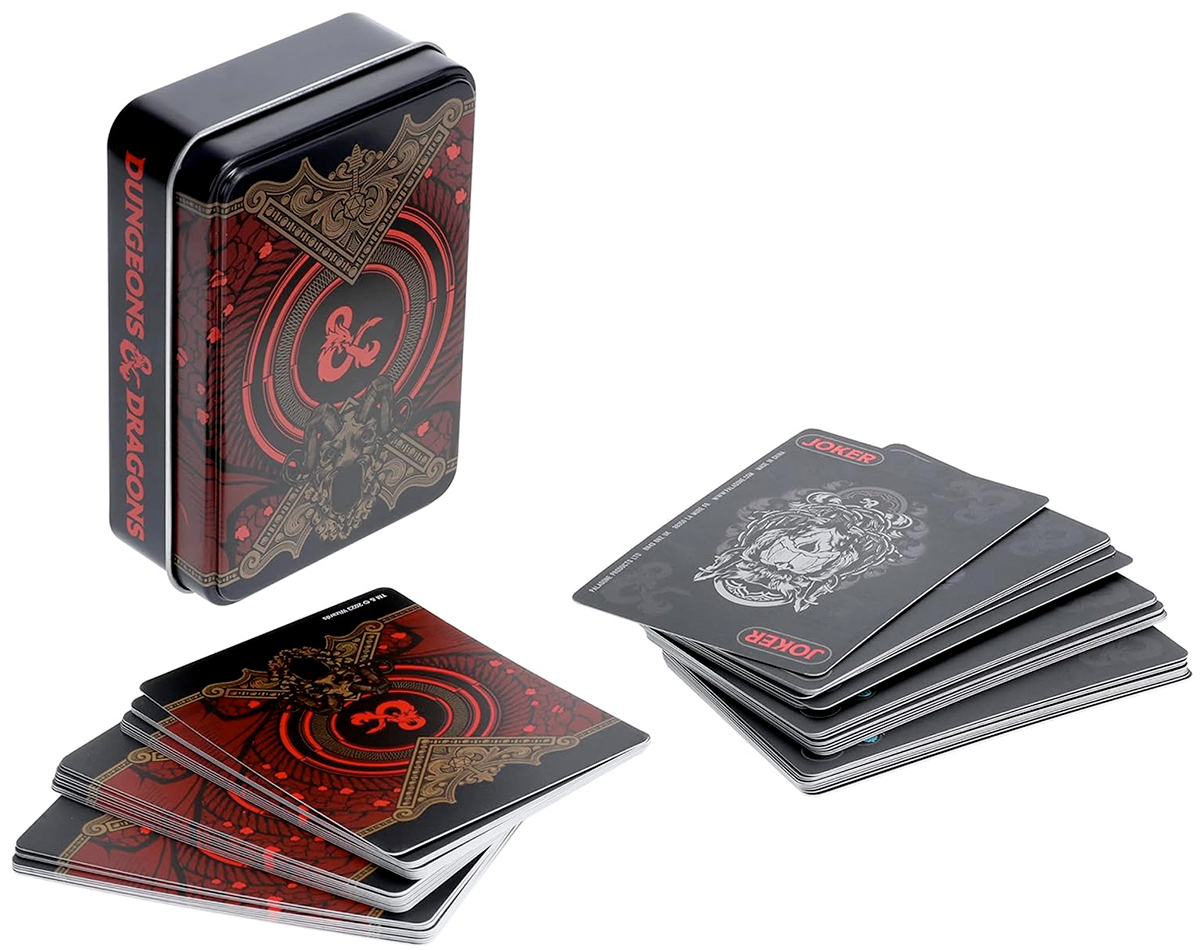 Dungeons and Dragons Deck with Beholders, Yuan-ti, Gnolls and Bugbears Monsters in Metal Tin