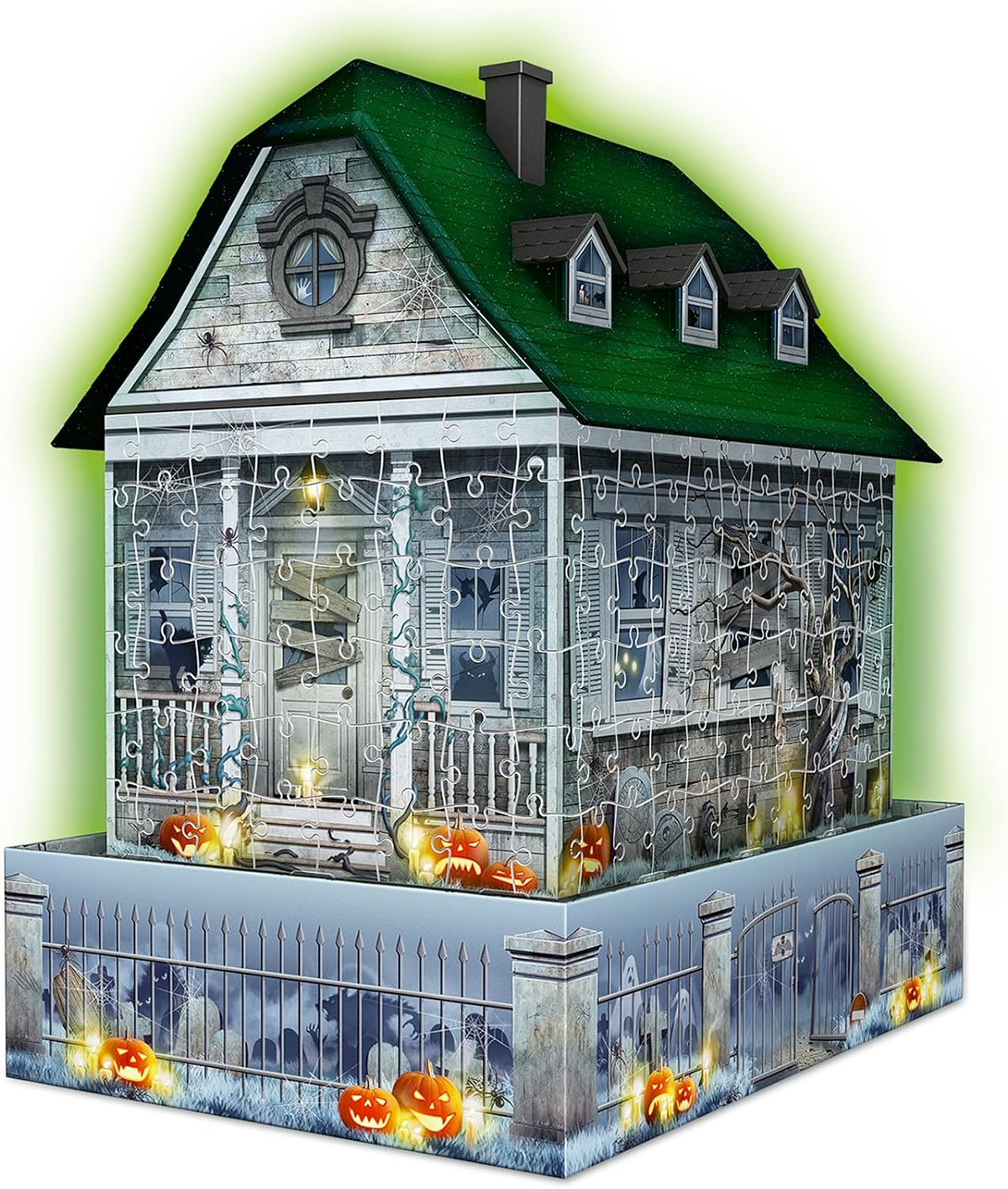 3D Puzzle Haunted House with Green LEDs
