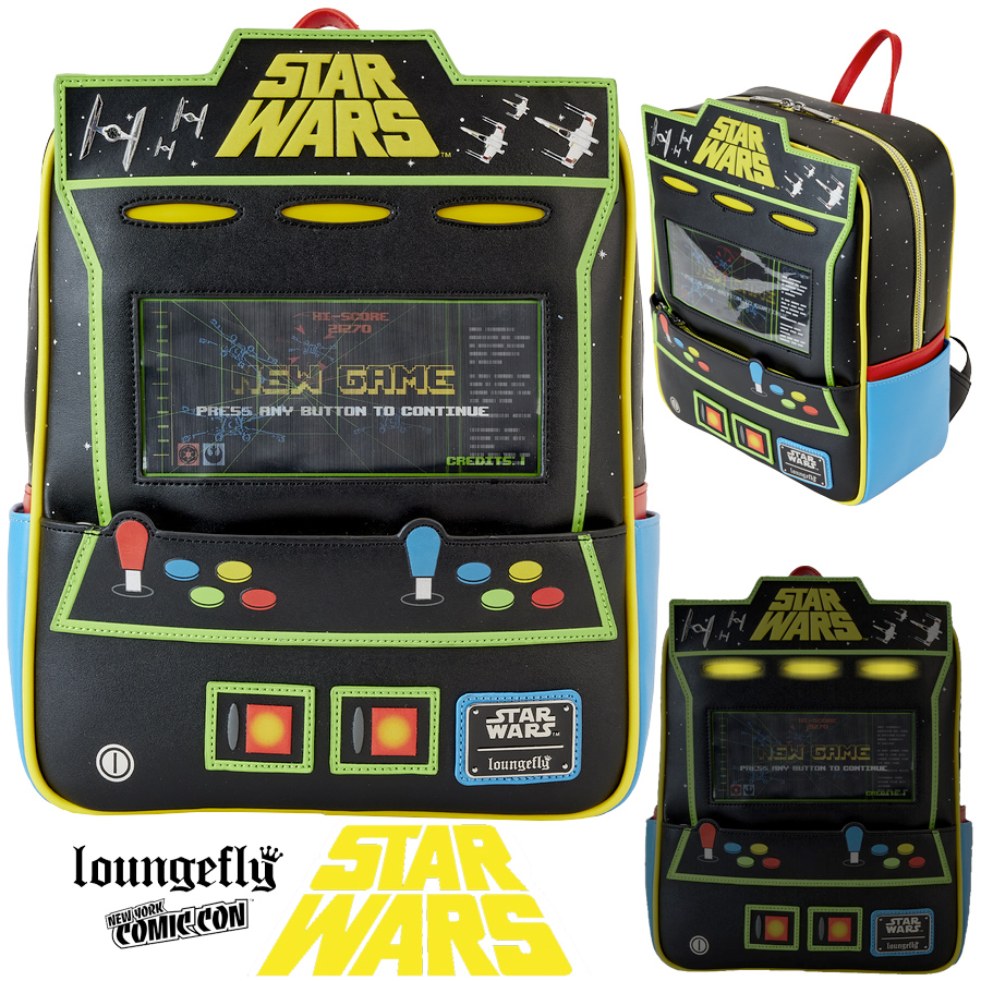 Mini-Mochila Star Wars Arcade Game com Tela Lenticular, LEDs e detalhes Fosforescentes