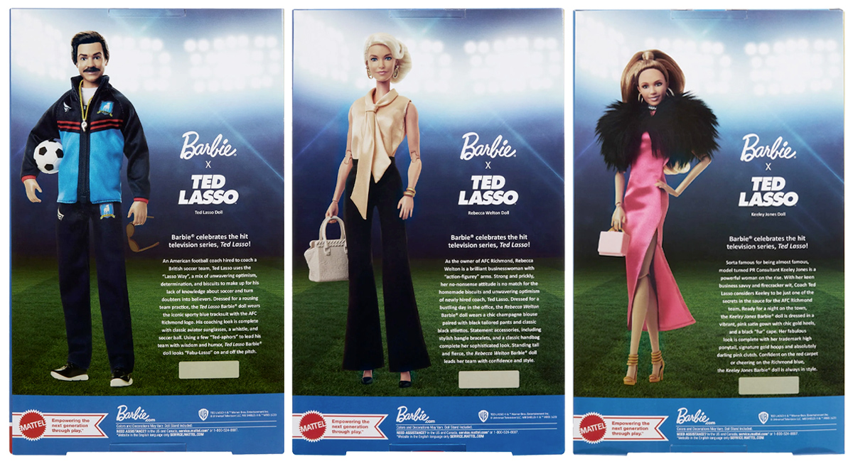 Signature Barbie Bonecas Rebecca Welton, Keeley Jones and Ted Lasso Ken