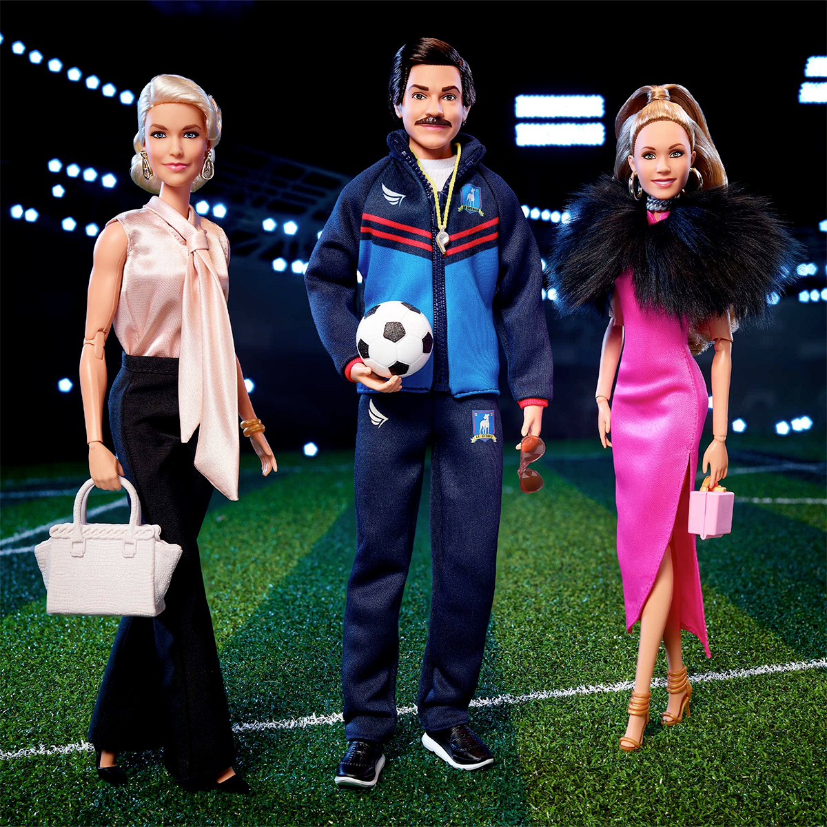 Bonecas Barbie Signature Rebecca Welton, Keeley Jones e Ted Lasso Ken