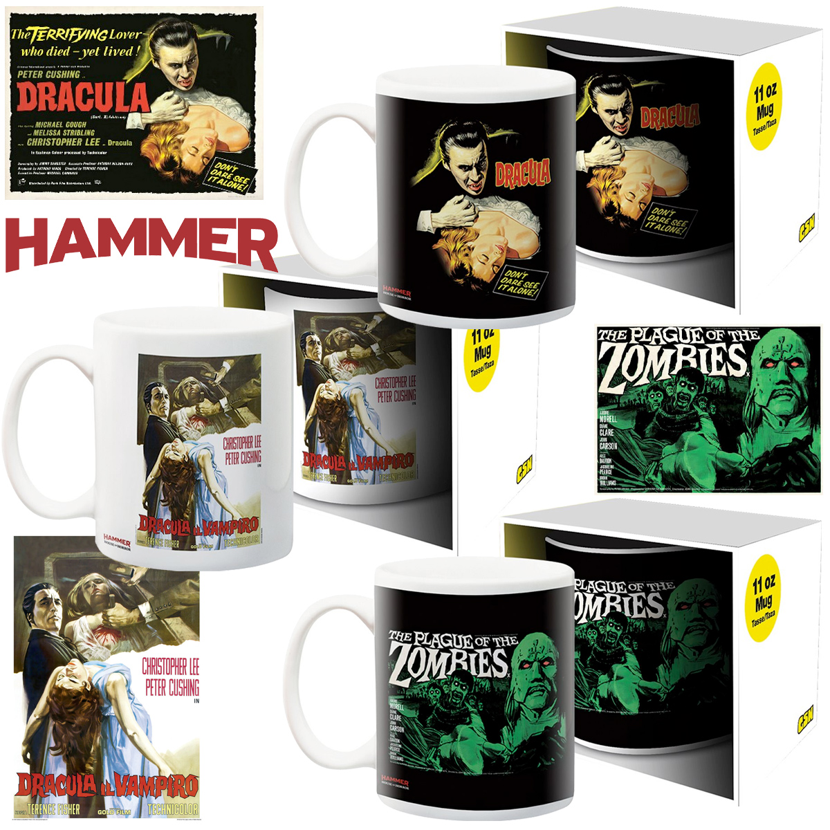 Canecas Filmes Clássicos da Hammer Horror: Drácula e Plague of the Zombies