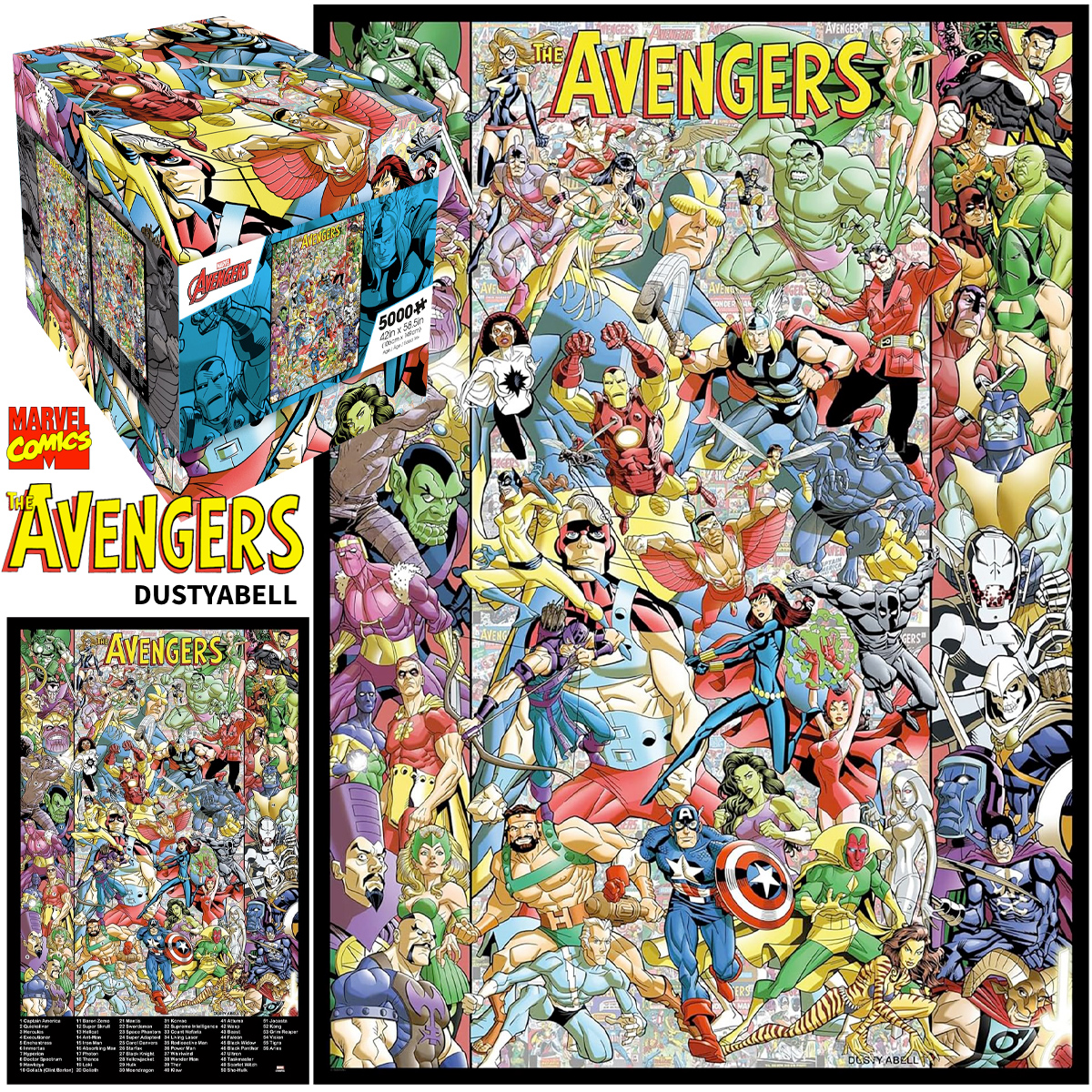Quebra-Cabeça Gigante Marvel The Avengers 60 Anos com Arte de Dusty Abell 