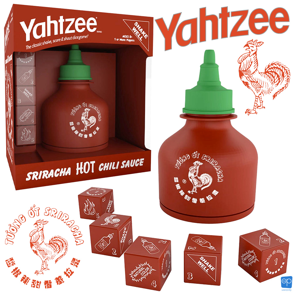 Jogo de Dados Yahtzee Sriracha, o Famoso Molho de Pimenta Tailandês
