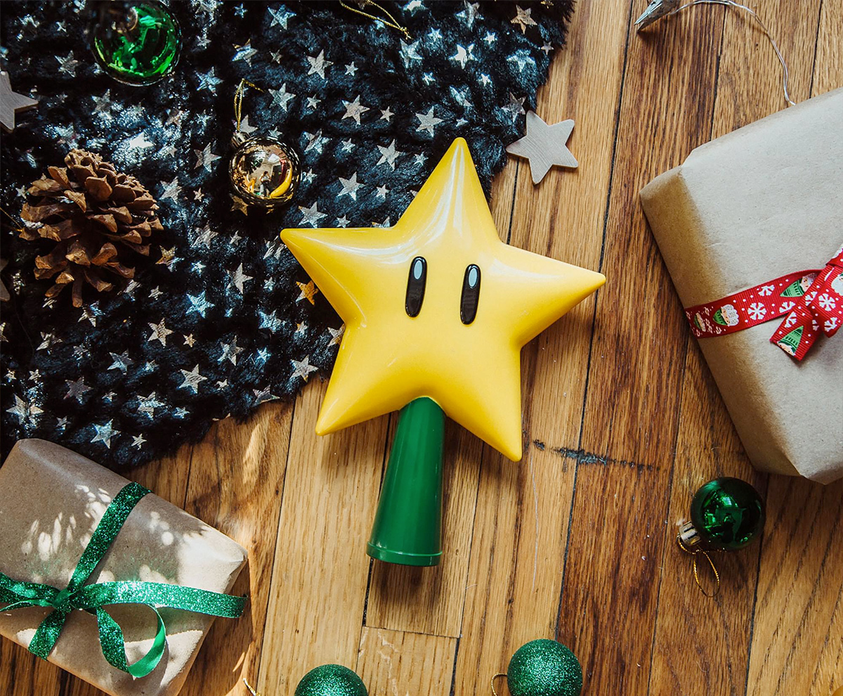 Super Estrela do Super Mario para o Topo da Árvore de Natal