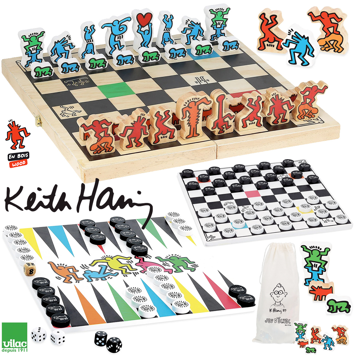 Jogos de Tabuleiro Keith Haring: Xadrez, Gamão e Damas
