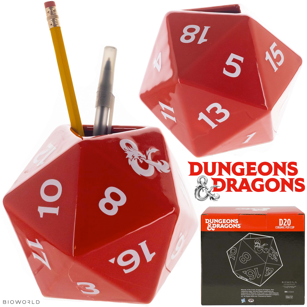 Porta-Lápis Dado D20 de Dungeons & Dragons