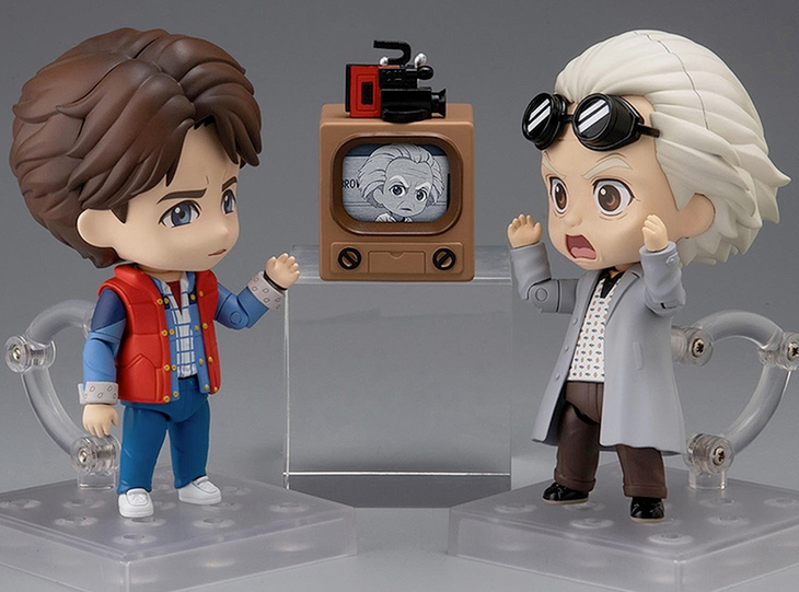 Bonecos Nendoroid De Volta para o Futuro com Marty McFly (1985) e Doc Brown (1955)