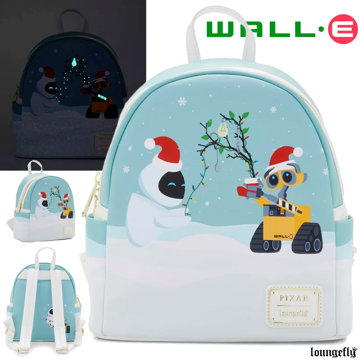 Mini-Mochila EVE & WALL-E com Árvore de Natal iluminada com LEDs