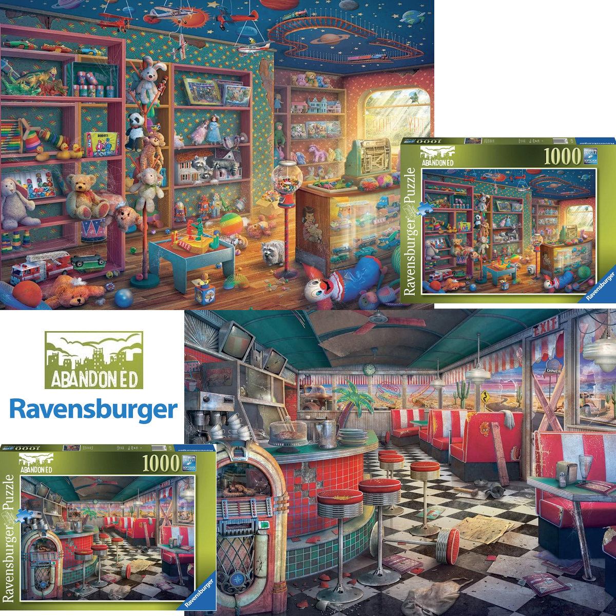 Quebra-Cabeças Ravensburger Lugares Abandonados: Loja de Brinquedos e Dinner