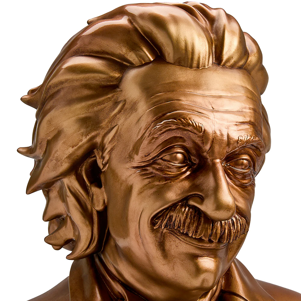 Albert Einstein Bust with Ice Cream Cone and Metallic Bronze Finish