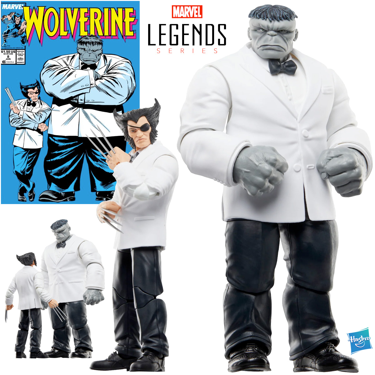 Patch (Wolverine) e Joe Fixit (Hulk Cinza) Marvel Legends Action Figures