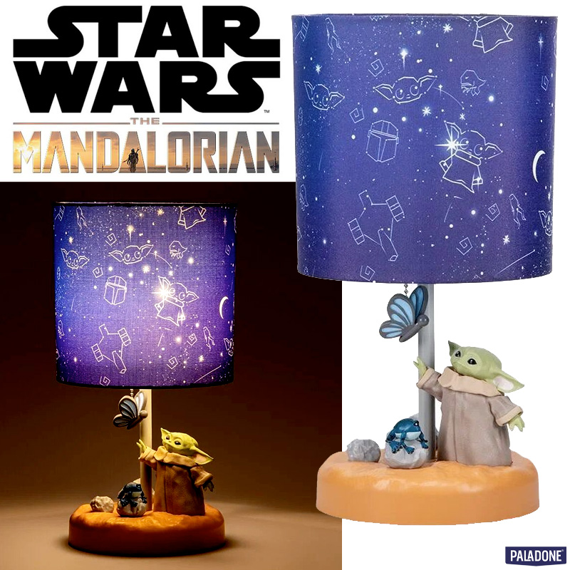 Abajur Diorama Grogu com Sapo Sorgan e Borboleta Azul (Star Wars The Mandalorian)