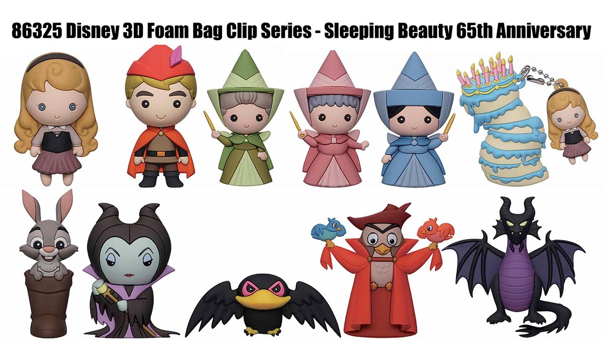 Keychains Sleeping Beauty 65 Years 3D Figural Bag Clips (Disney)
