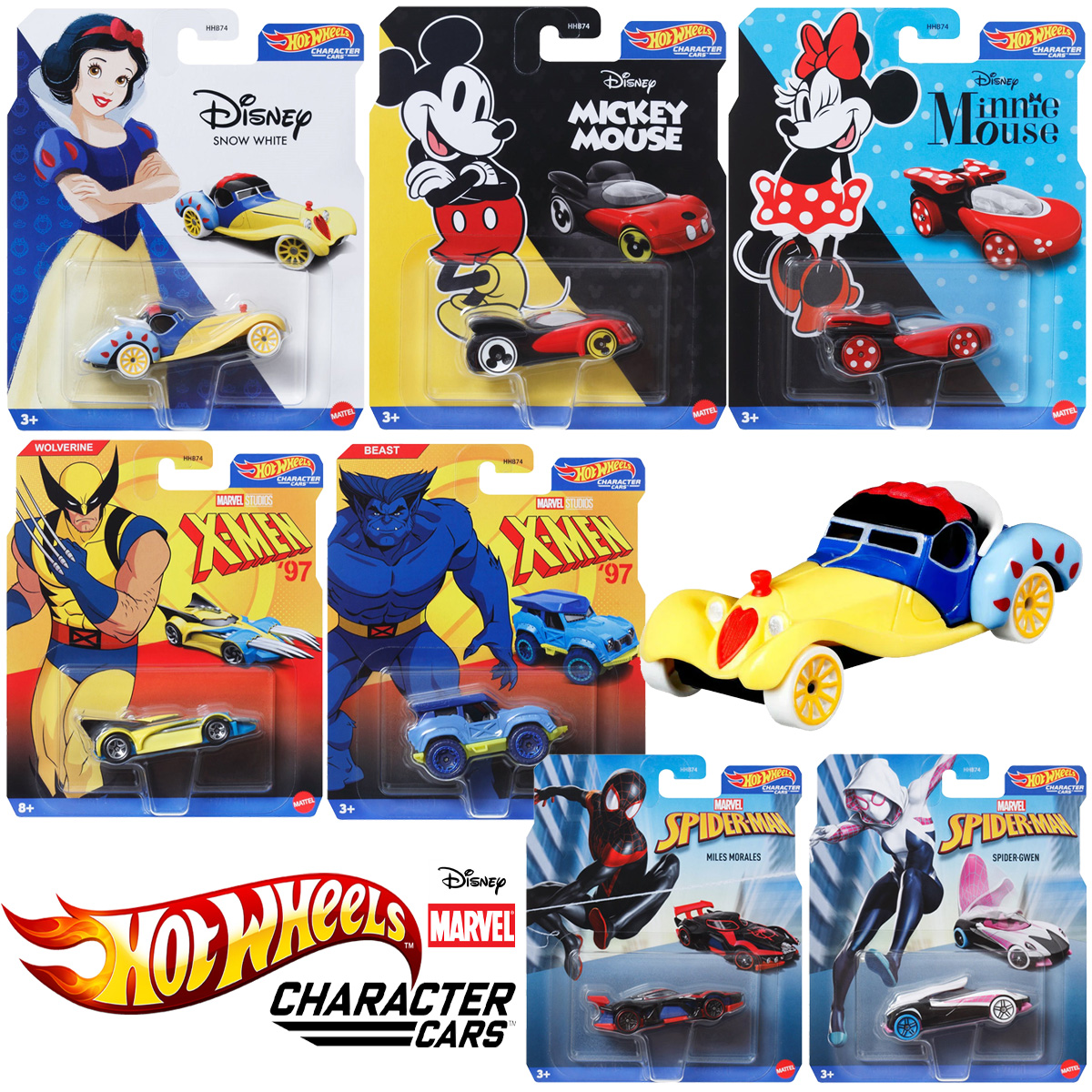 Carrinhos Hot Wheels Character Cars Disney e Marvel