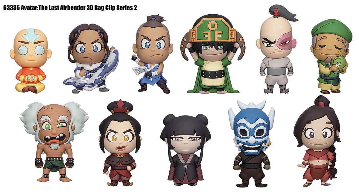 Chaveiros Avatar: A Lenda de Aang 3D Figural Bag Clips Série 2