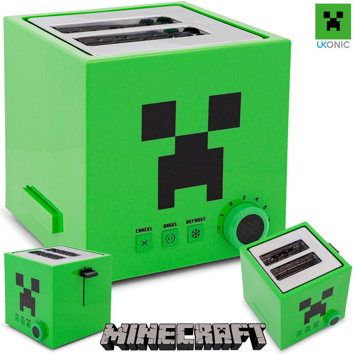 Torradeira Minecraft Creeper Verde e Quadrada