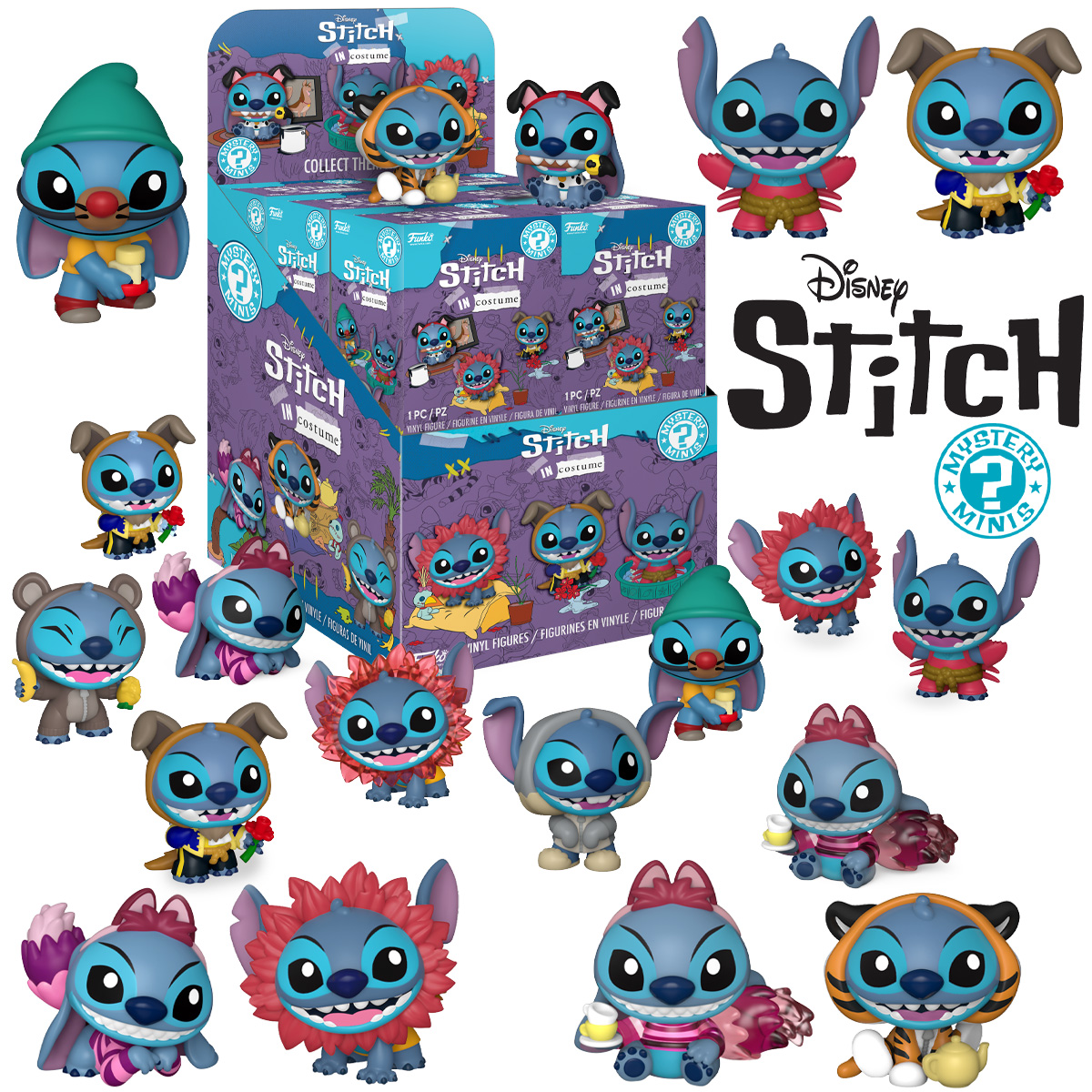 Mini-Figuras Stitch Mystery Minis com Fantasias dos Personagens Disney (Blind-Box)