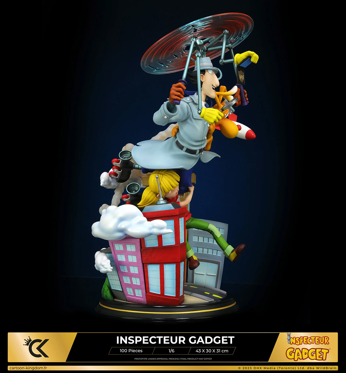 Estátua Inspetor Bugiganga (Inspector Gadget), Penny e Crânio em Escala 1:6 (Cartoon Kingdom)