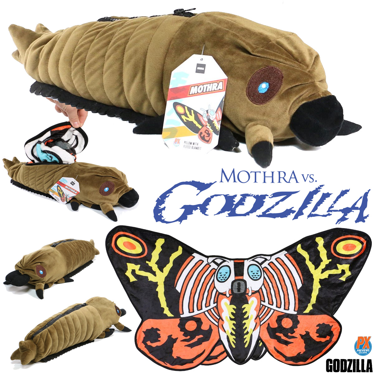 Mothra Larva de Pelúcia com Cobertor Mothra Metamorfizada (Mothra vs. Godzilla 1964)