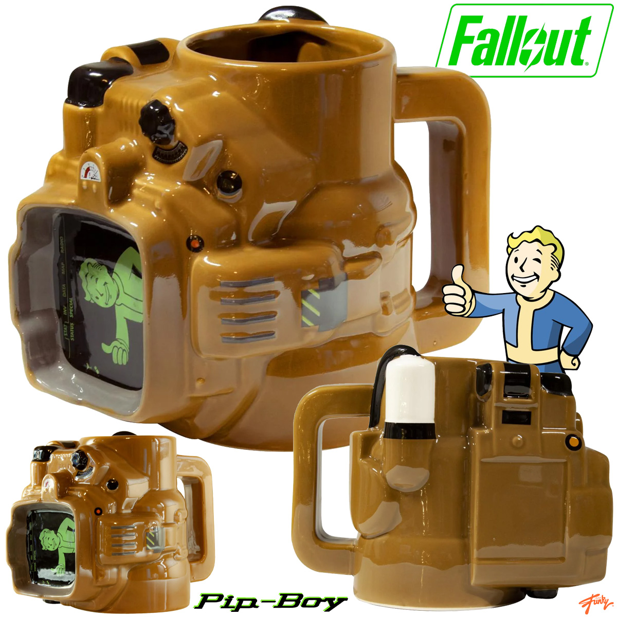Caneca Esculpida Pip Boy da Série Fallout