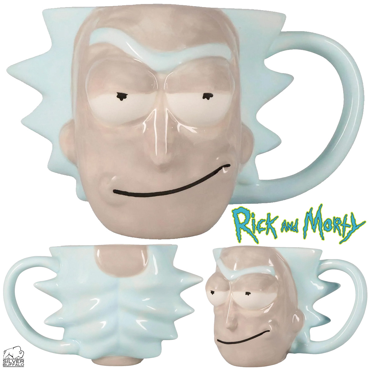 Caneca Esculpida Rick Sanchez Face 3D da Série Rick and Morty
