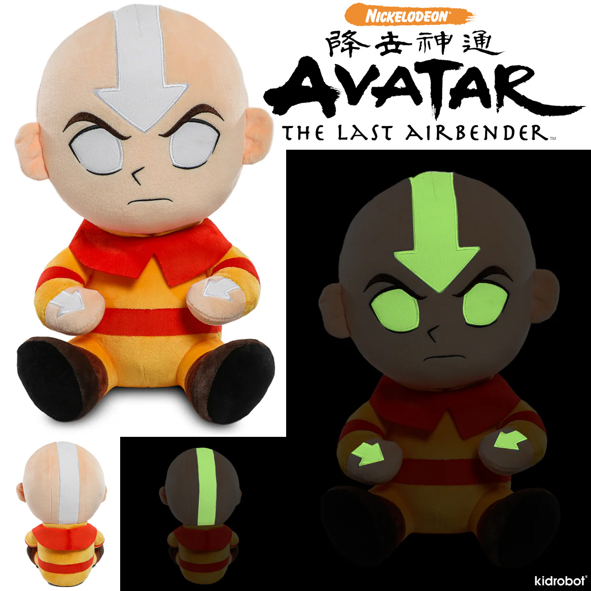 Boneco de Pelúcia Kidrobot Avatar: A Lenda de Aang Fosforescente