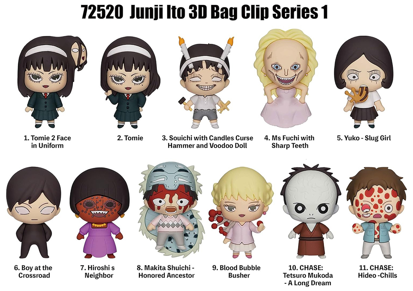 Chaveiros Junji Ito 3D Figural Bag Clips
