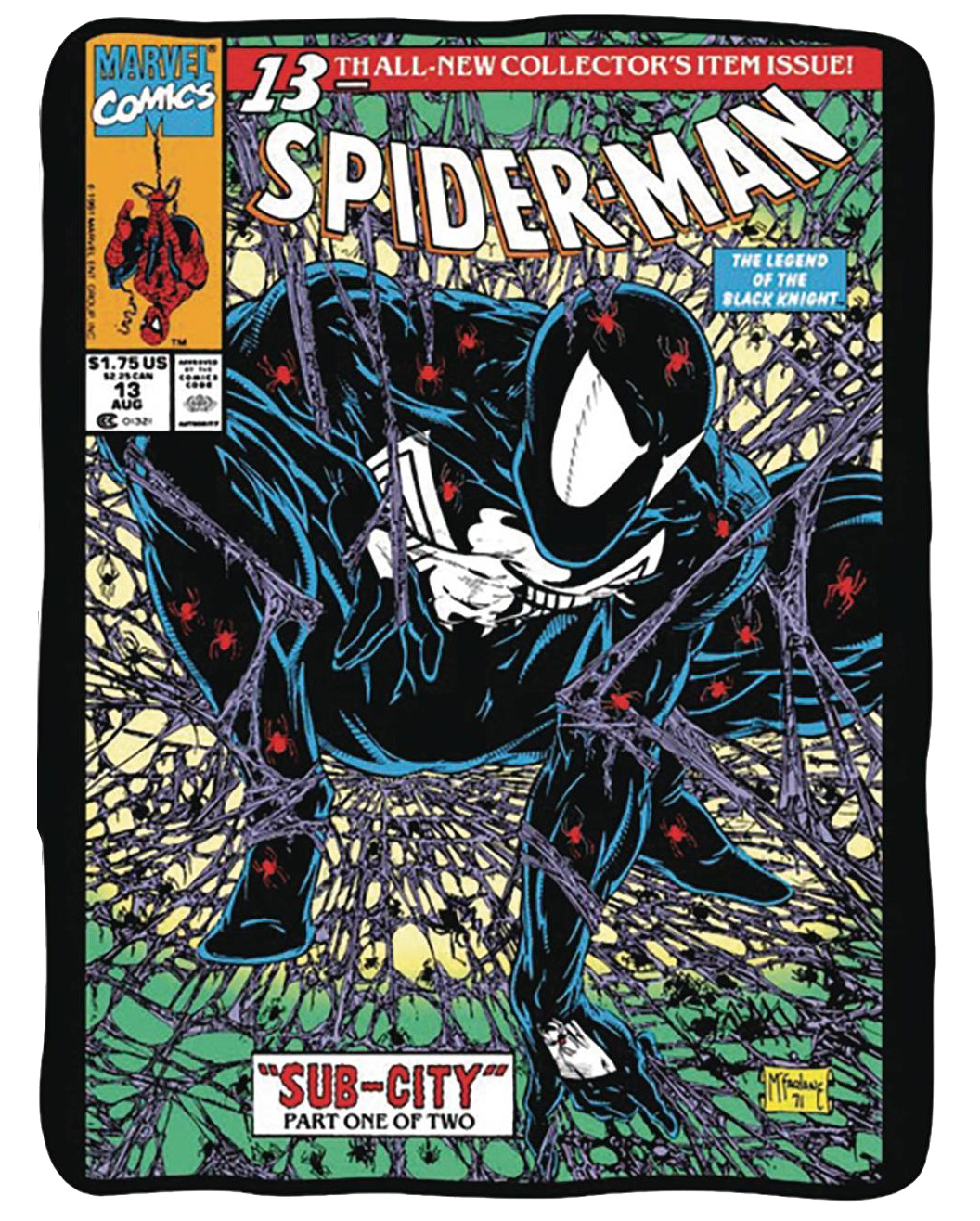 Spider-Man Comics Throw Blanket with Covers by Todd McFarlane (Spider-Man #1 1990)