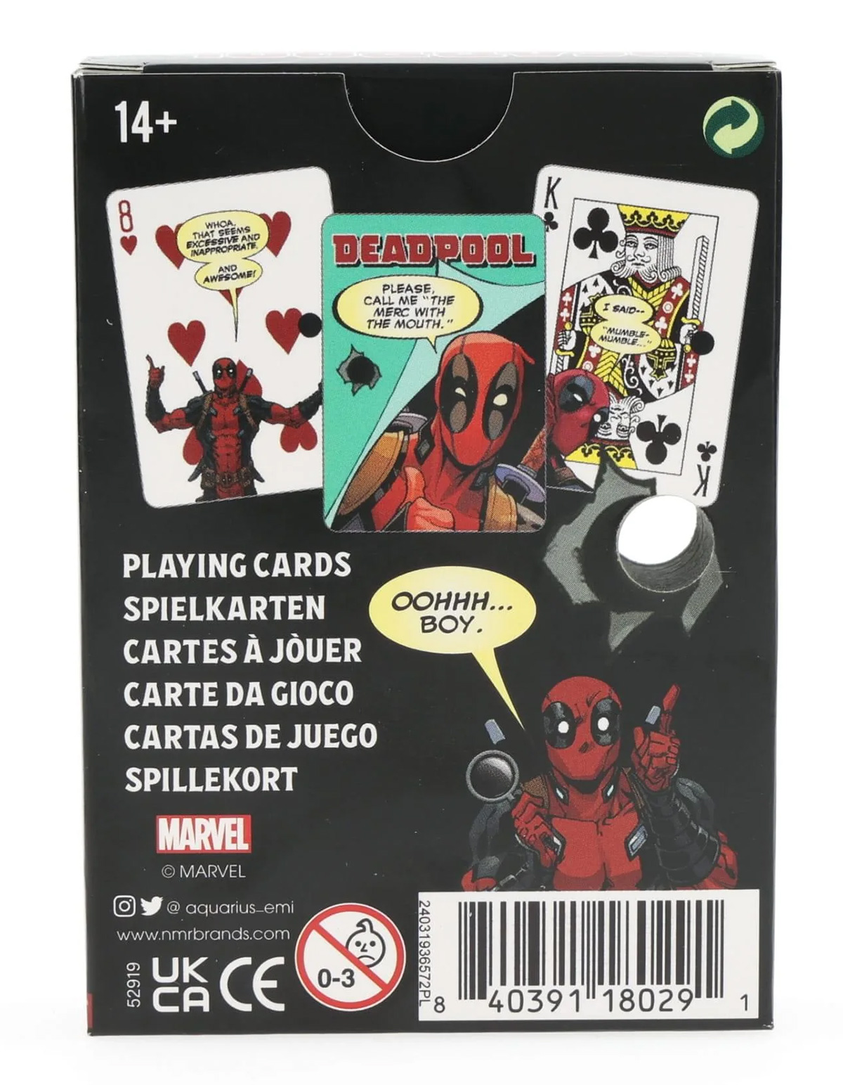 Marvel Deadpool Quotes Playing Cards