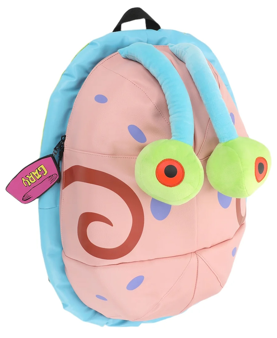 Mochila Gary Caracol com Olhos 3D Bob Esponja Calça Quadrada