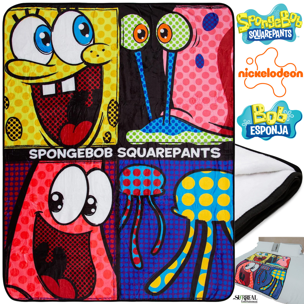 Cobertor de Lance Bob Esponja Calça Quadrada