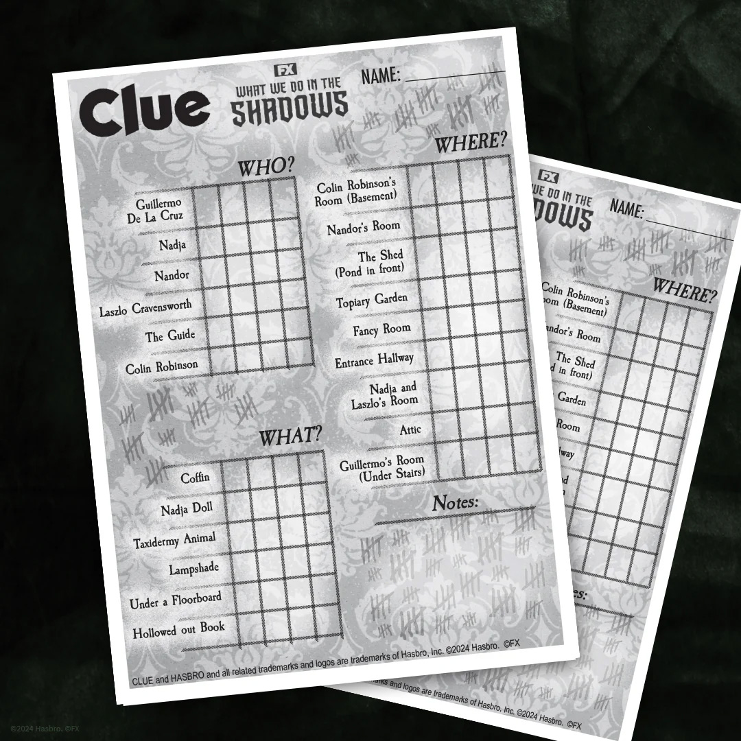 Clue Board Game from the What We Do in the Shadows Series