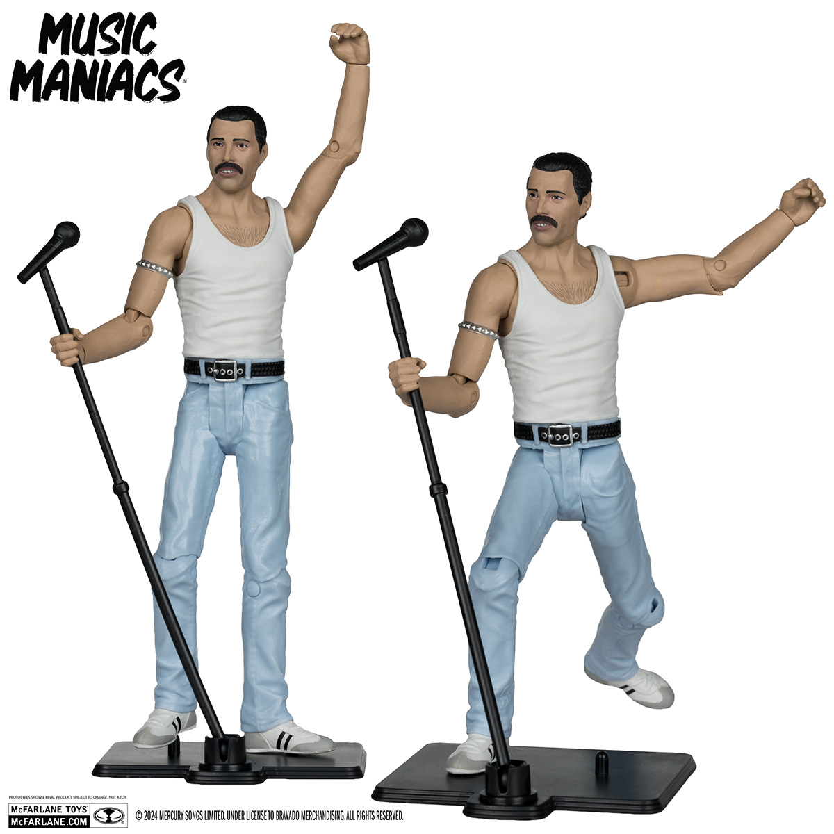 Action Figures Music Maniacs McFarlane: Freddie Mercury (Queen) e Slash (Guns N Roses)