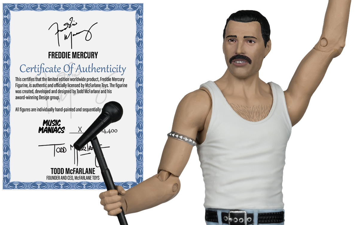 Action Figures Music Maniacs McFarlane: Freddie Mercury (Queen) e Slash (Guns N Roses)