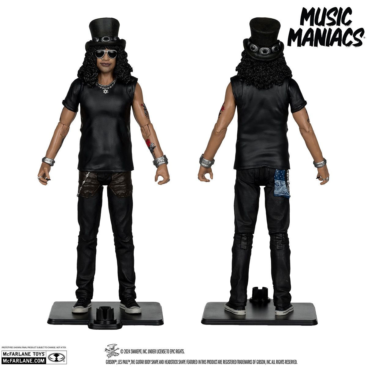 Action Figures Music Maniacs McFarlane: Freddie Mercury (Queen) e Slash (Guns N Roses)